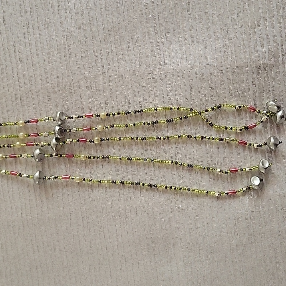 Beaded Jewel 5-Strand Chain Garland In Green